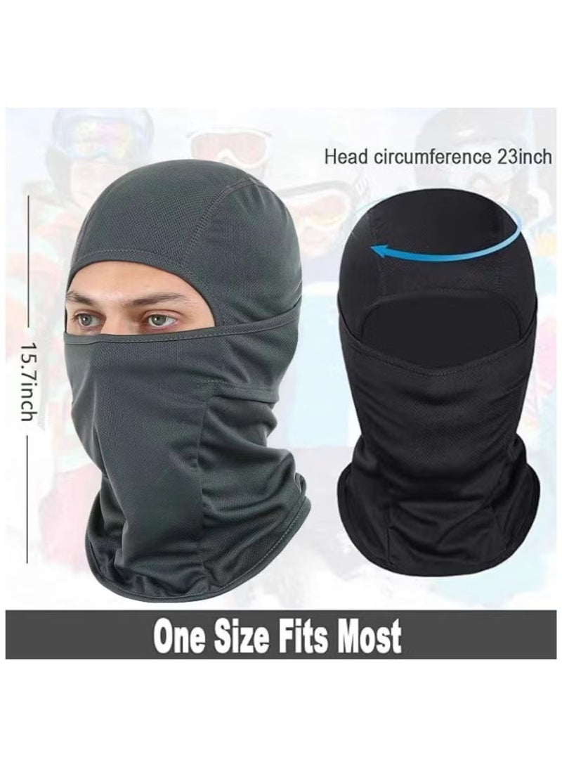 2pcs Balaclava وجه قناع الأشعة فوق البنفسجية حماية الجليد الحرير للرجال النساء شمس هود ركوب الدراجات، التسلق، الجري (الأسود + الرمادي) - Image 2